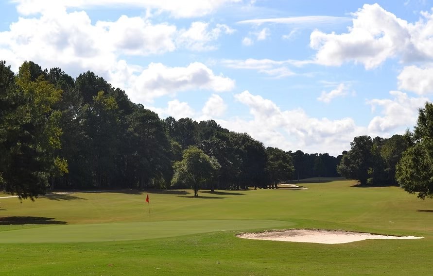 Green golf course field.